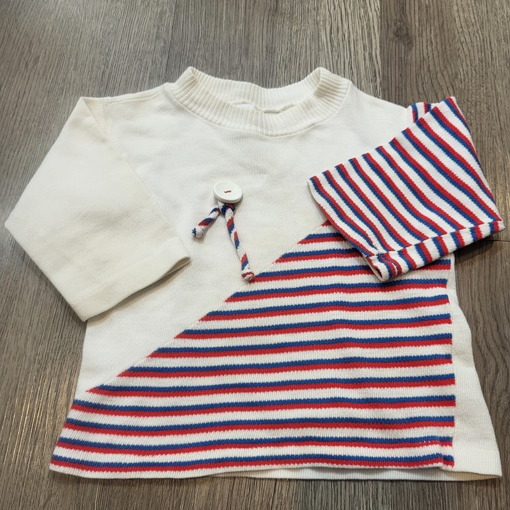 Vintage Baby Long sleeve shirt With Stripe‎ Blue, white, red Size 4 -See photo!